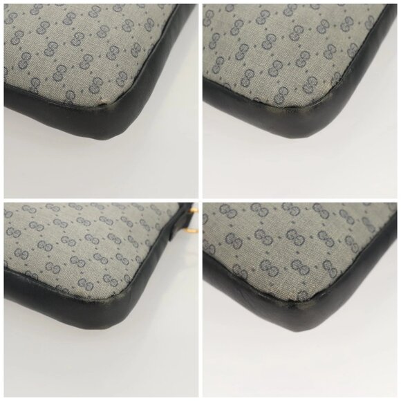 GUCCI Micro GG Supreme Shoulder Bag PVC Navy Gold - Picture 15 of 15